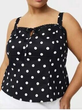 Torrid Size 1 Polka Dot Sateen Cropped Top BNWT